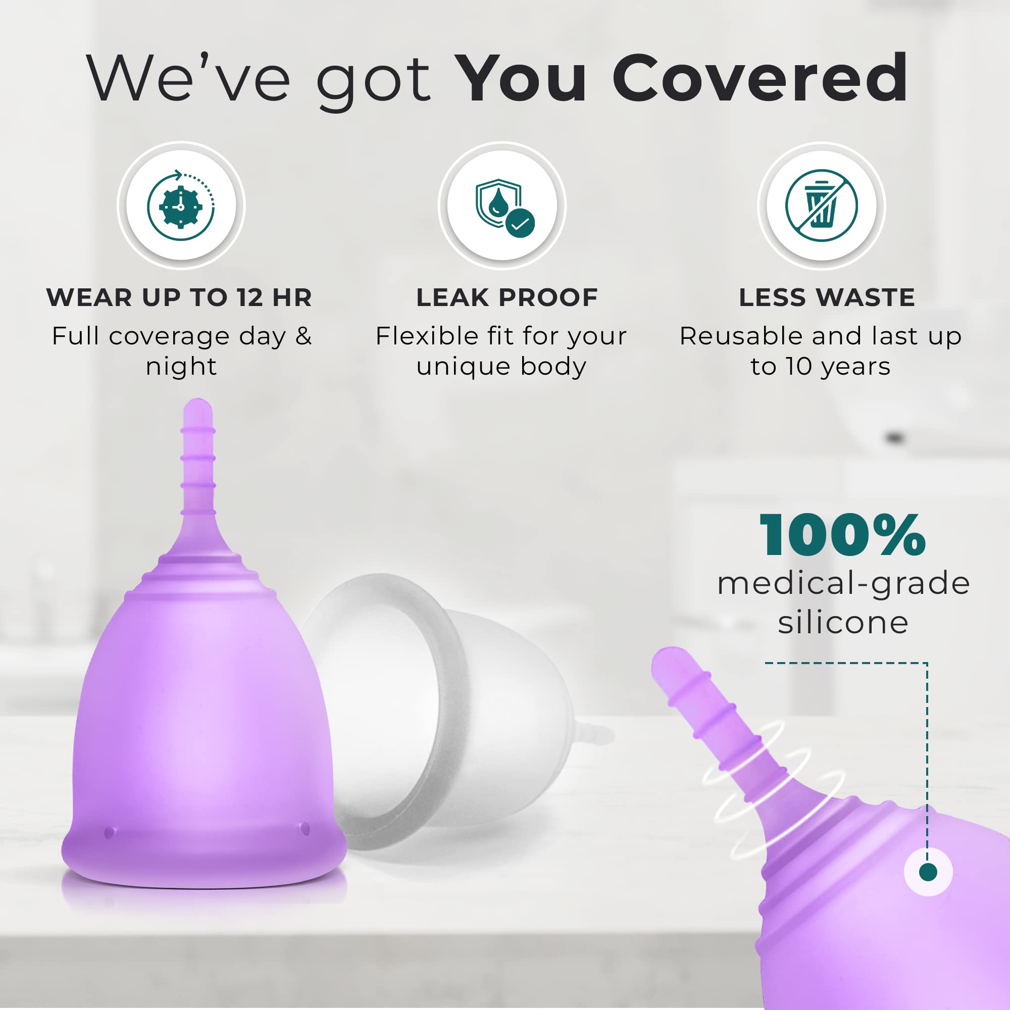 EcoBlossom Reusable Menstrual Cup Set - The Most Reliable Medical Grade Silicone Period Cups